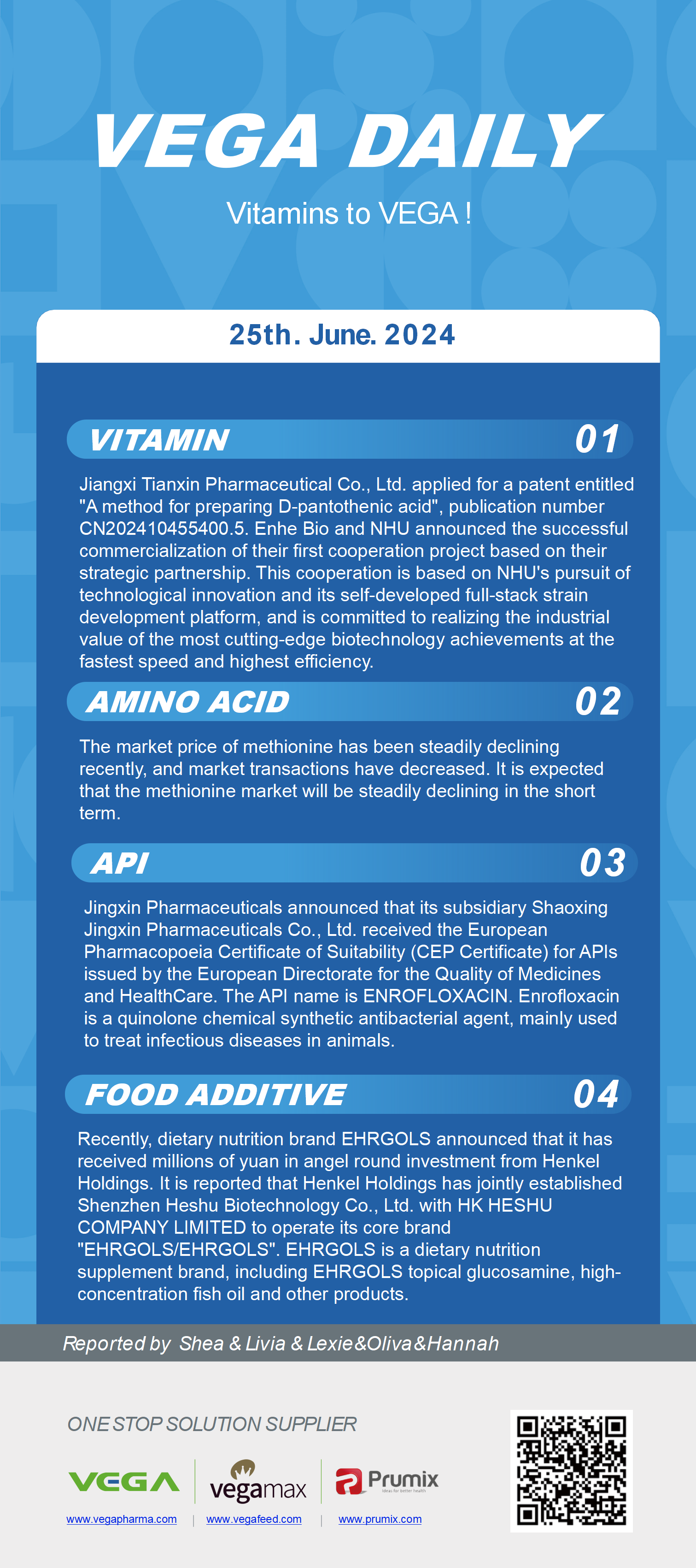 Vega Daily Dated on Jun 25th 2024 Vitamin Amino Acid APl Food Additives.png
